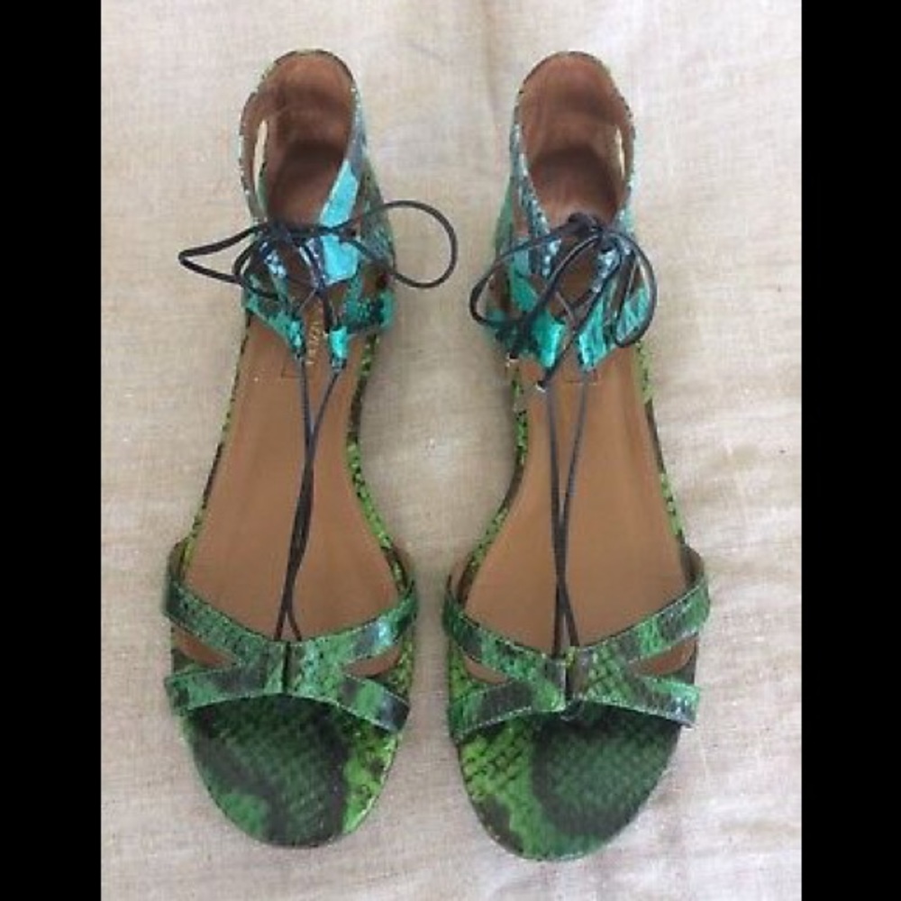 Aquazzura Sandals Caged Snakeskin Caged Green Blue View 4